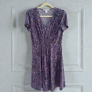 Elegant Floral Mini Dress in Purple and Pink